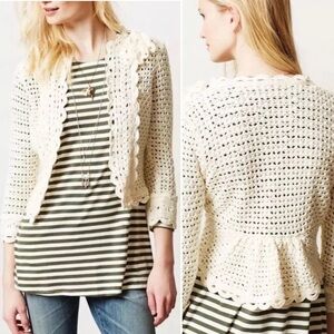 ANTHROPOLOGIE KNITTED & KNOTTED ‘Tansy’ Crochet Topper Cardigan